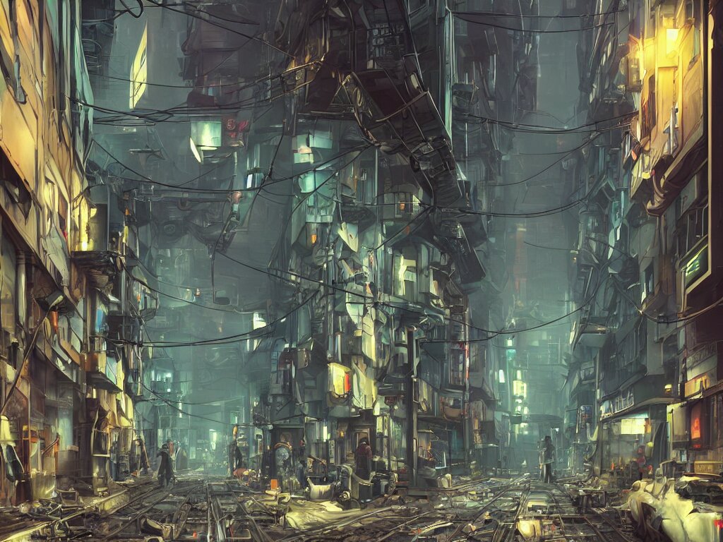 Futuristic Dieselpunk Narrow Street