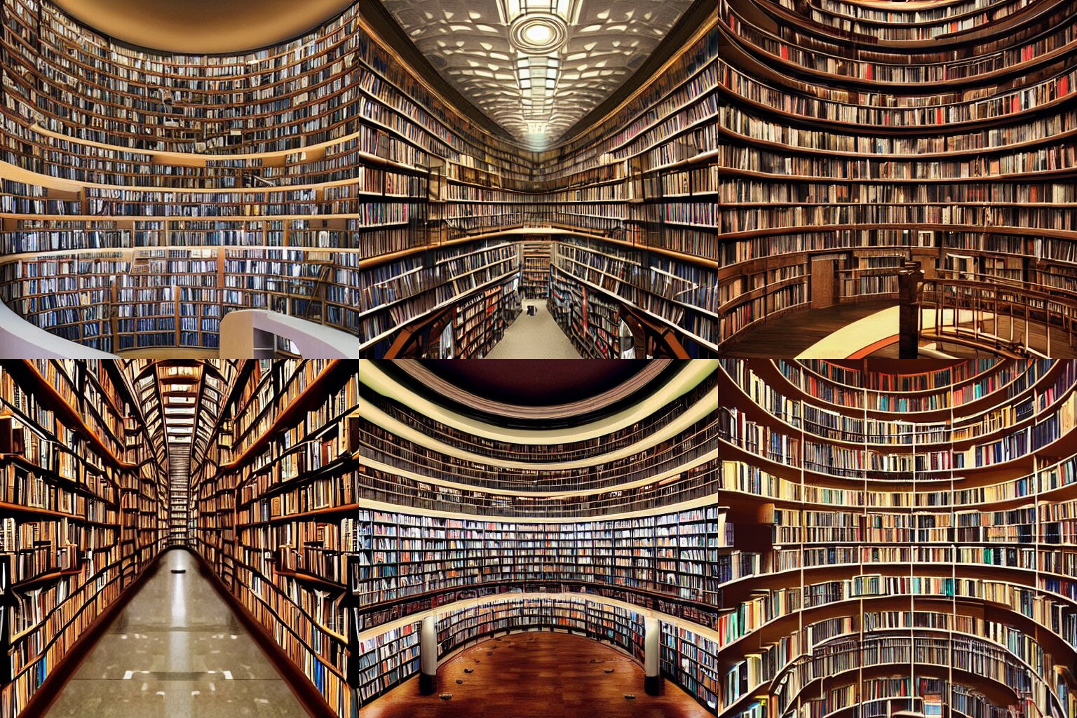 Never Ending Library That Has Books Lining All of its Curved Walls