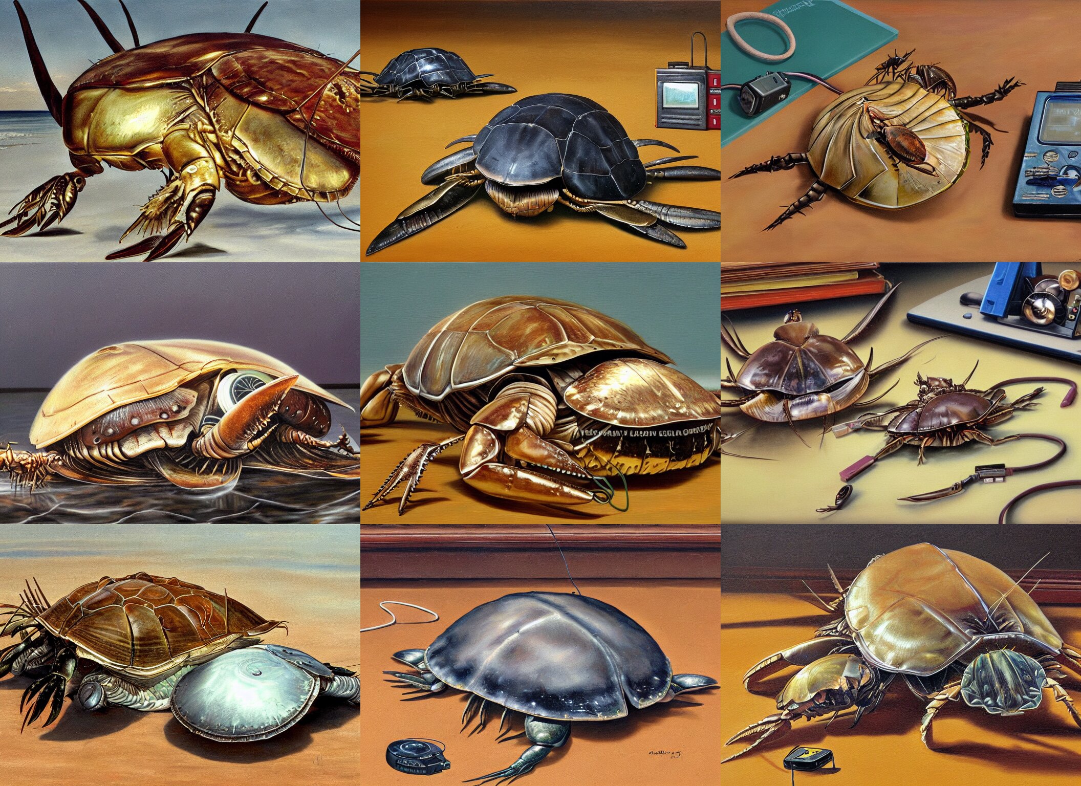 Horseshoe Crab with a Walkman in a Library Full of Books
