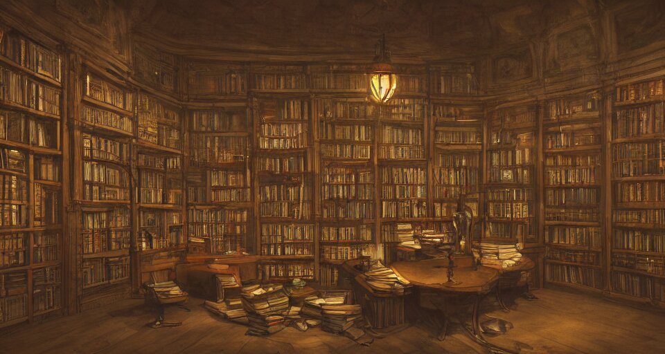Magepunk Book Library Interior