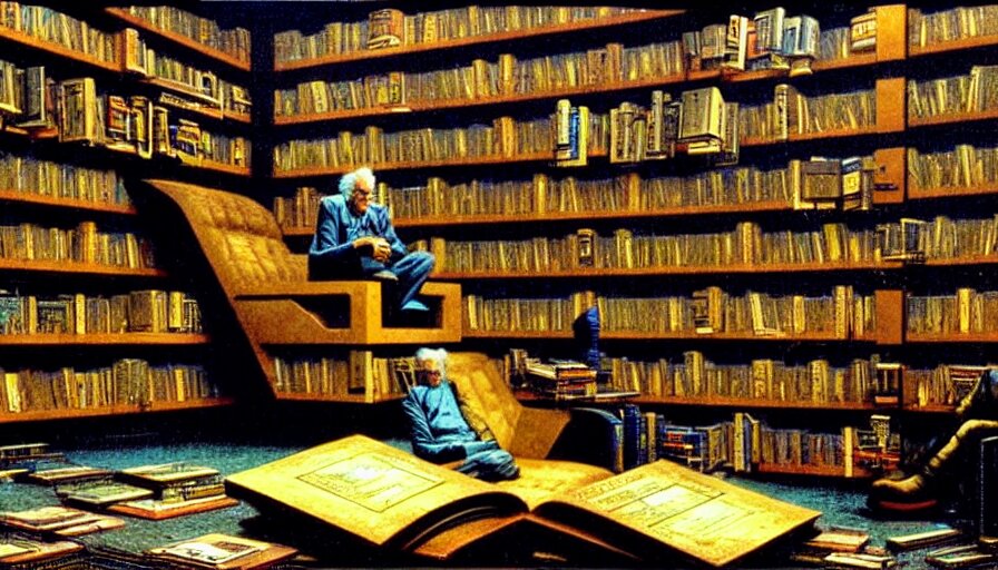 Inside Cyberpunk Library Interior