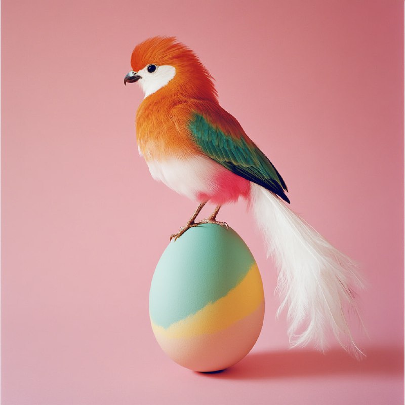 Colorful Bird White Tail Perched Egg