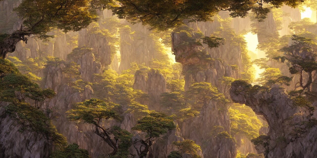 Huangshan with Levitating Stones in Zero Gravity