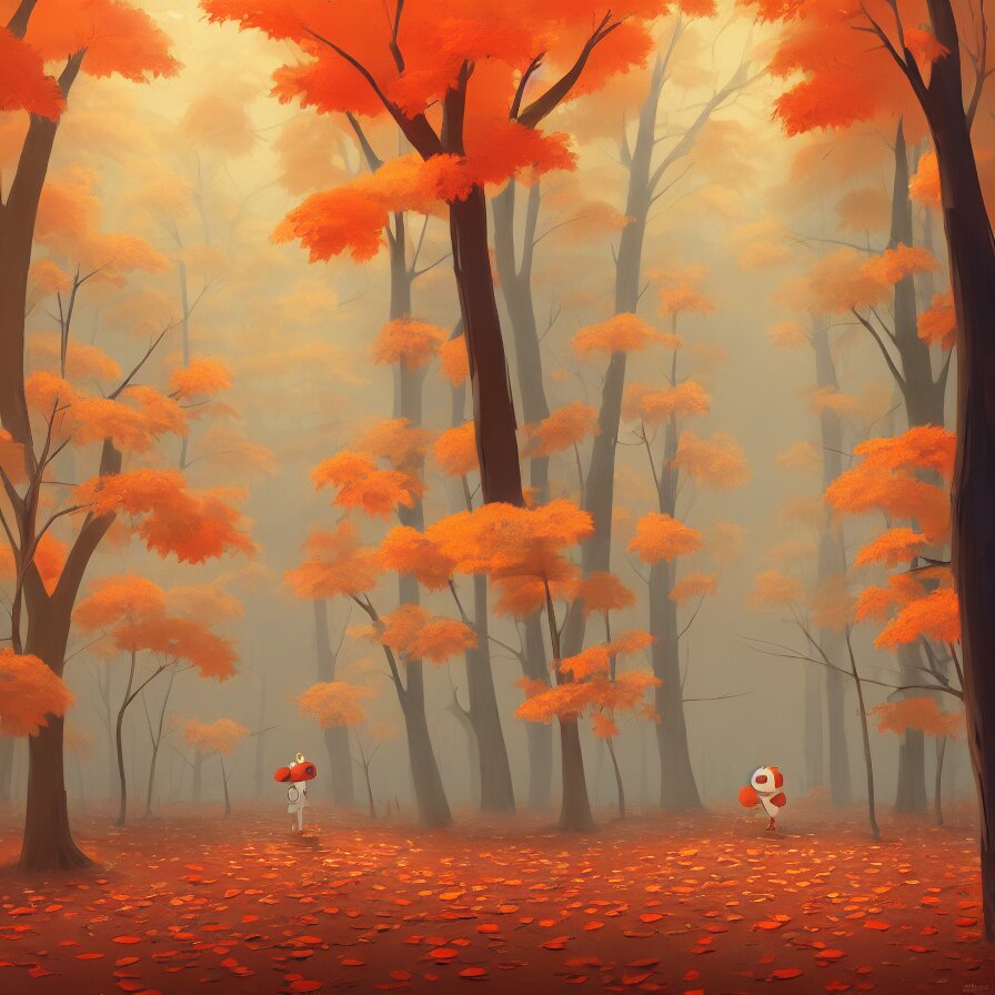 Goro Fujita Ilustration a Forest Full of Leaves on the Ground