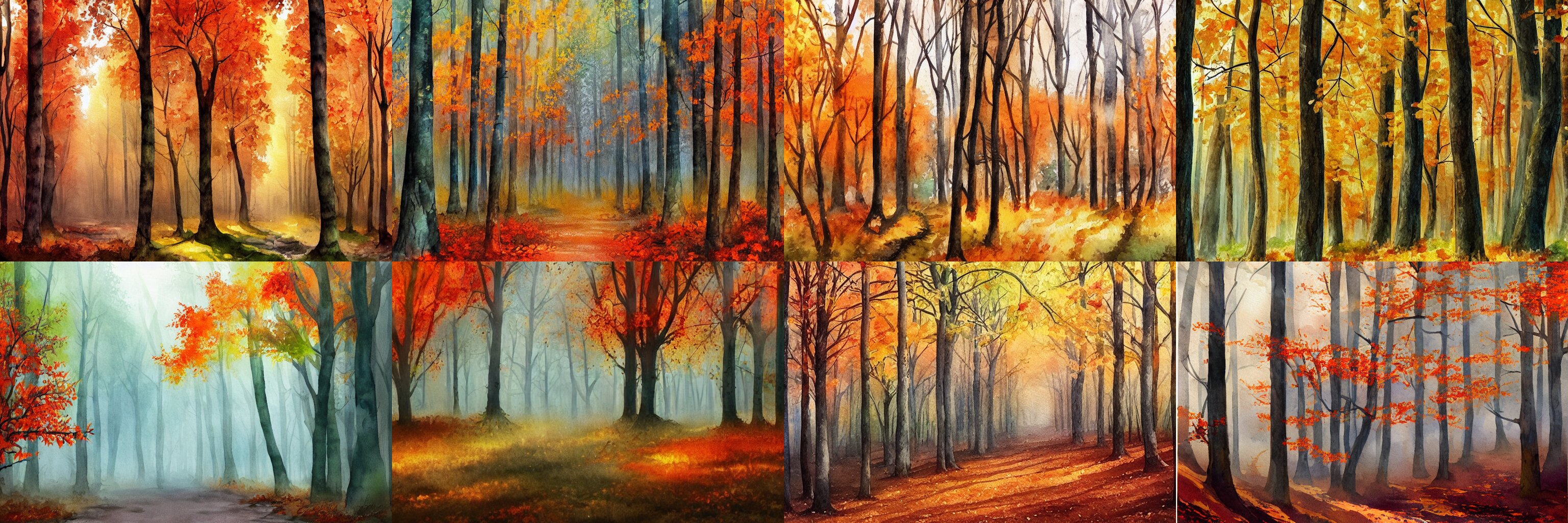 Autumn Forest High Quality Watercolors