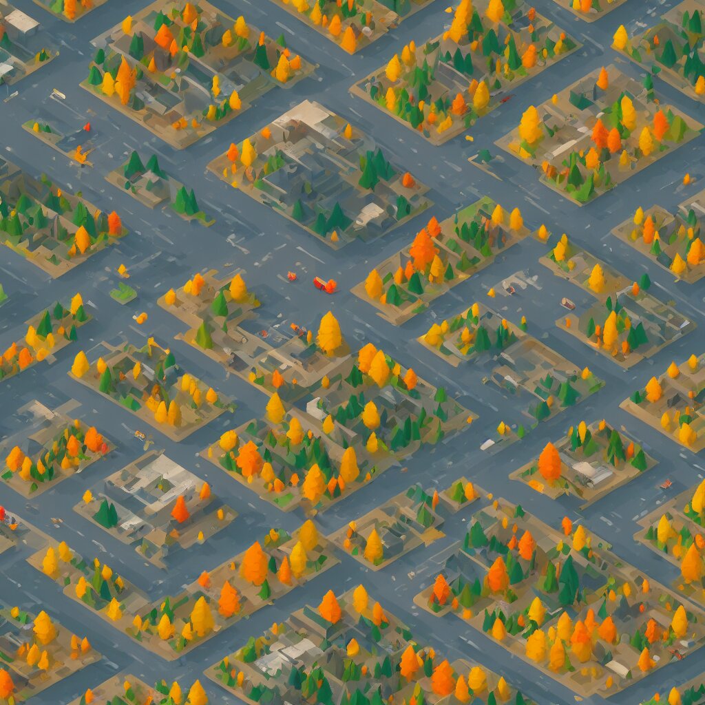 Isometric View of Mountaintop Building Overlooking an Autumnal Forest