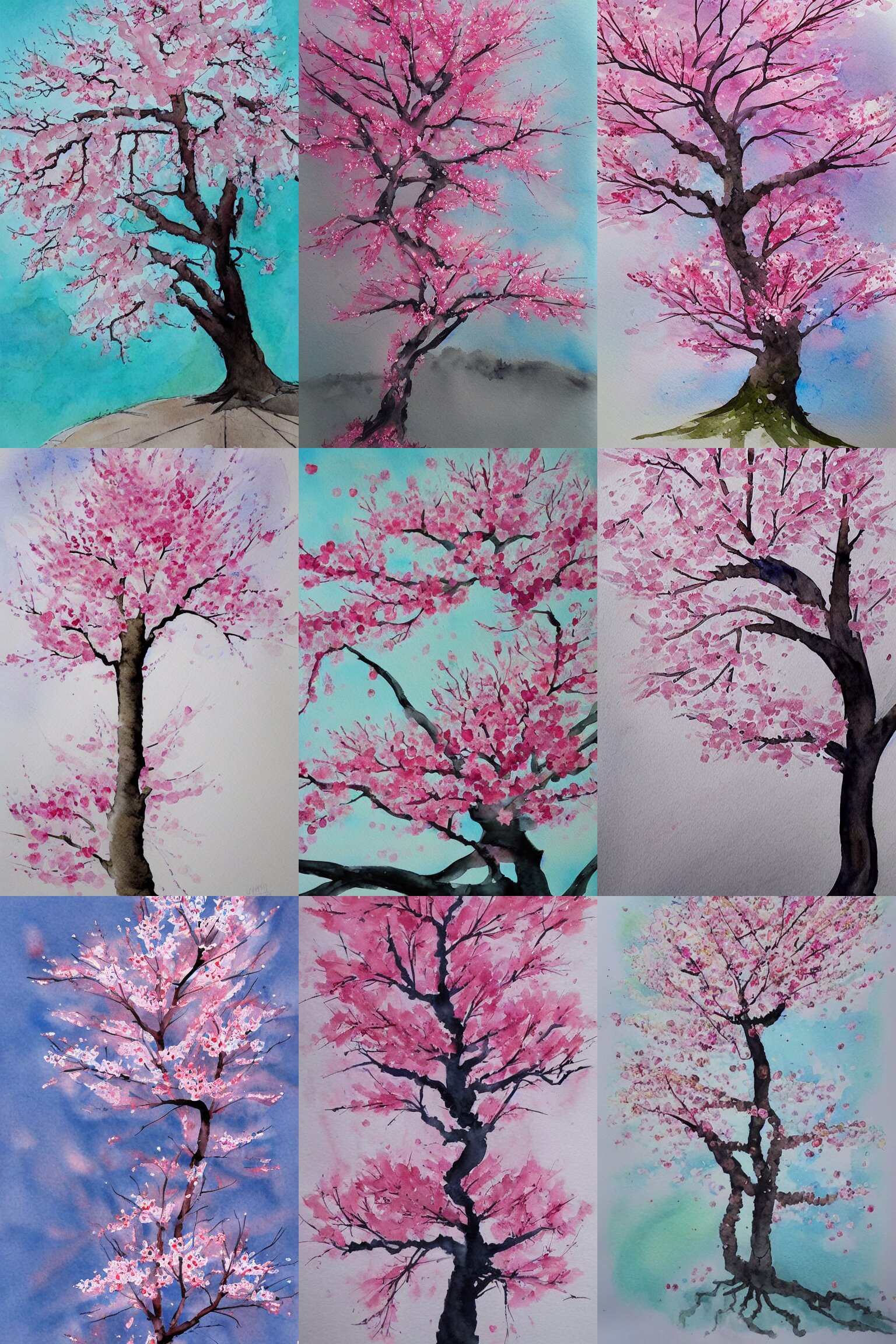 Cherry Blossom Tree High Quality Watercolors