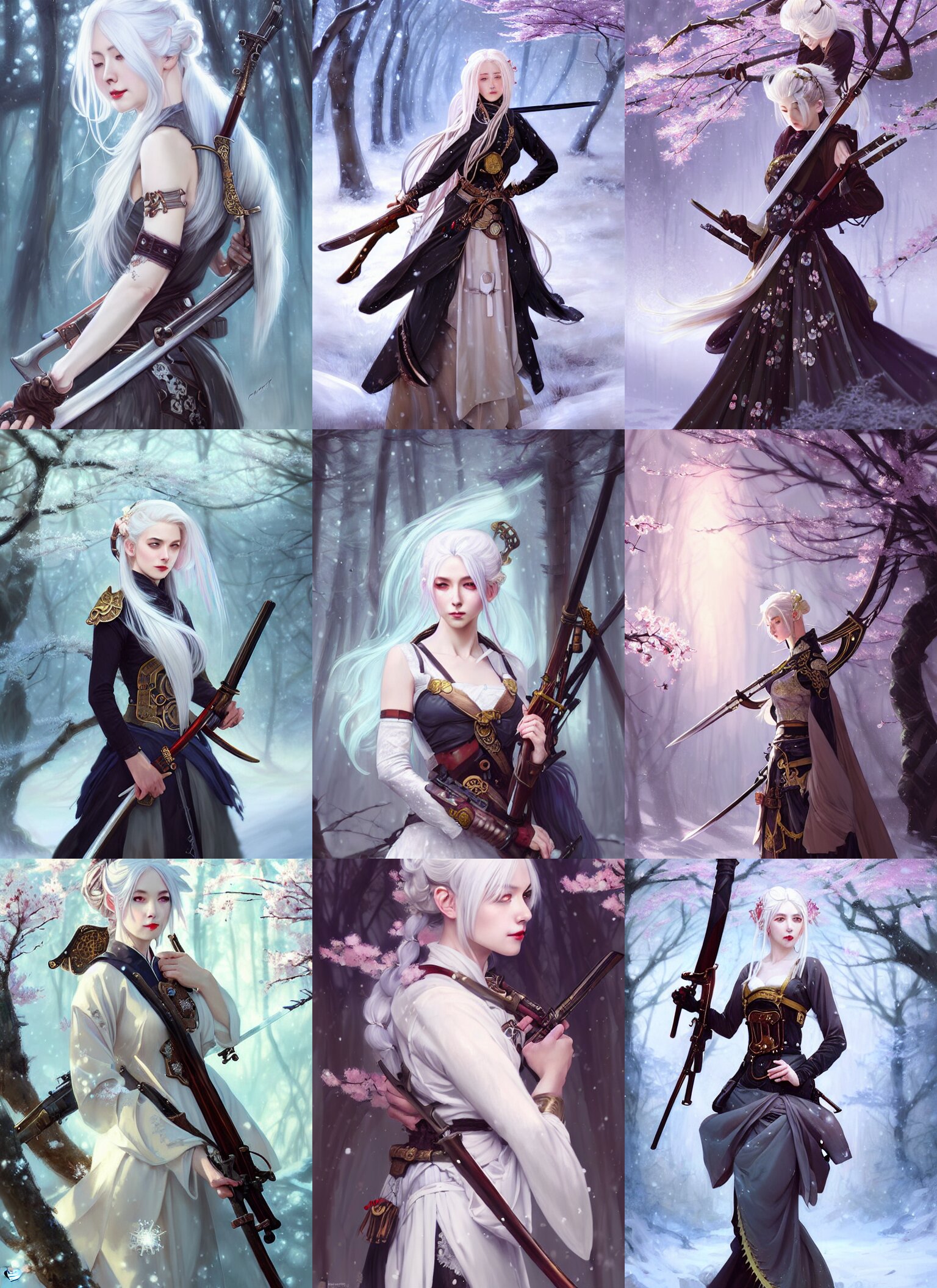 Stunningly Beautiful Female White Hair Hime Cut
