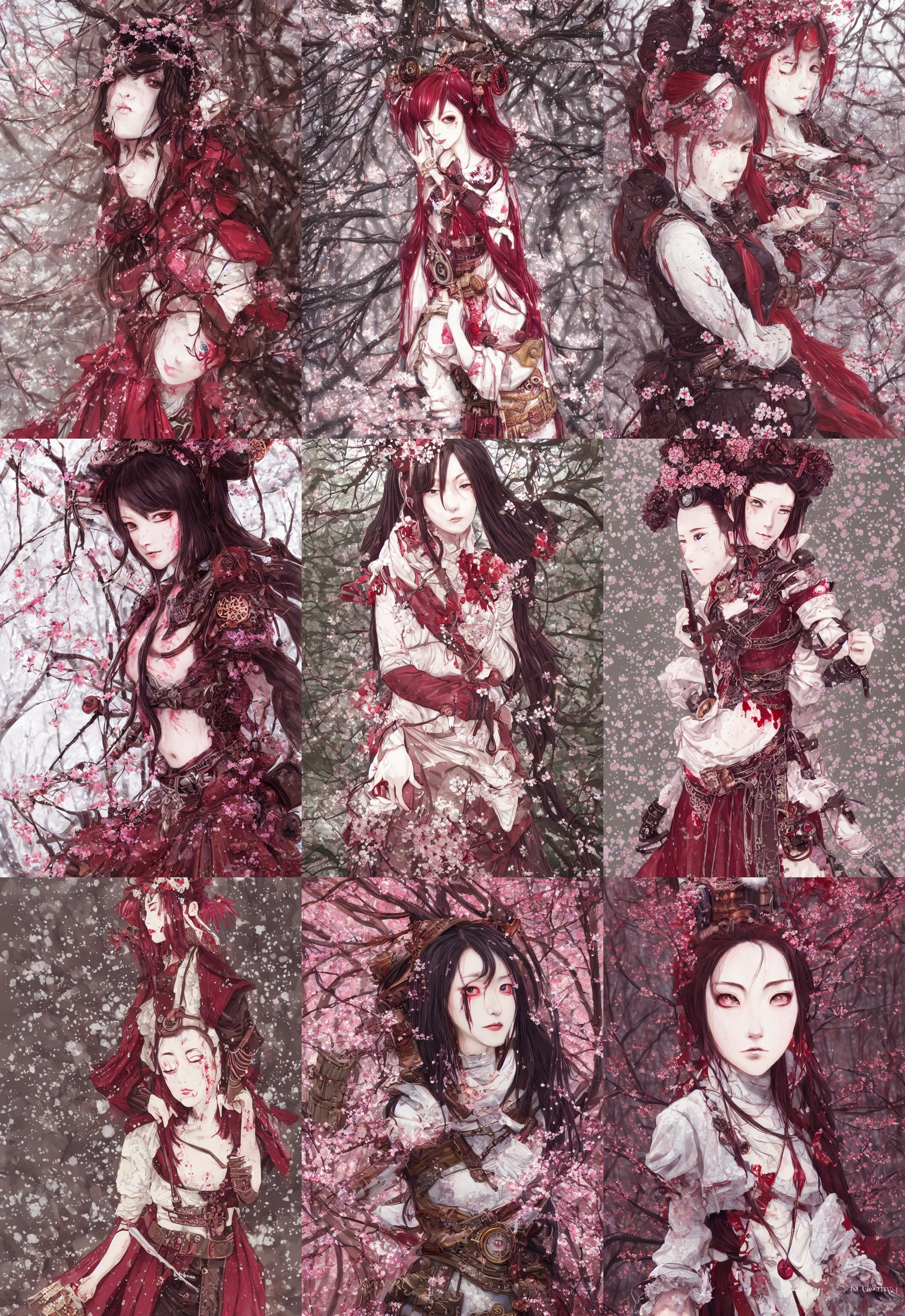 Detailed Full Body Portrait of Steampunk Princess Samurai