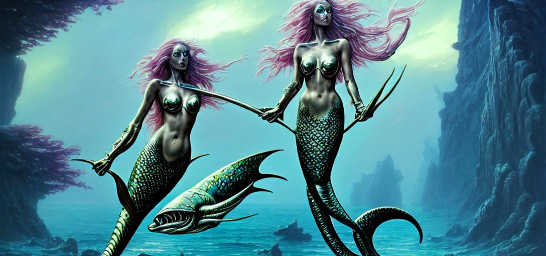 A Beautiful Mermaid Wearing Metal Armor