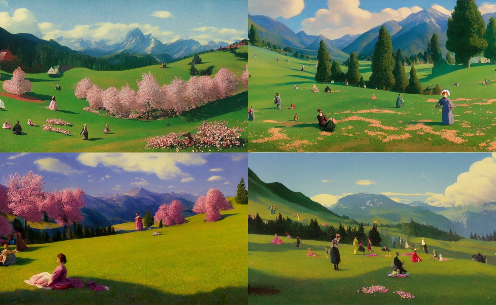 Heavenly Alpine Meadow Full of Bubbles and Cherry Blossoms