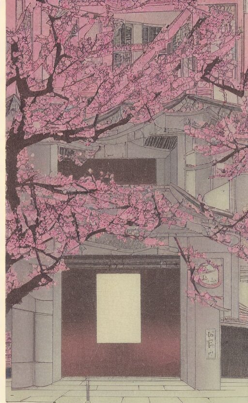 Manga Art the Light Pink and Silver Curtains of a Theatre