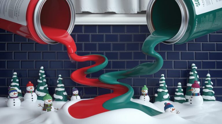 Photo-realistic image red green paint can