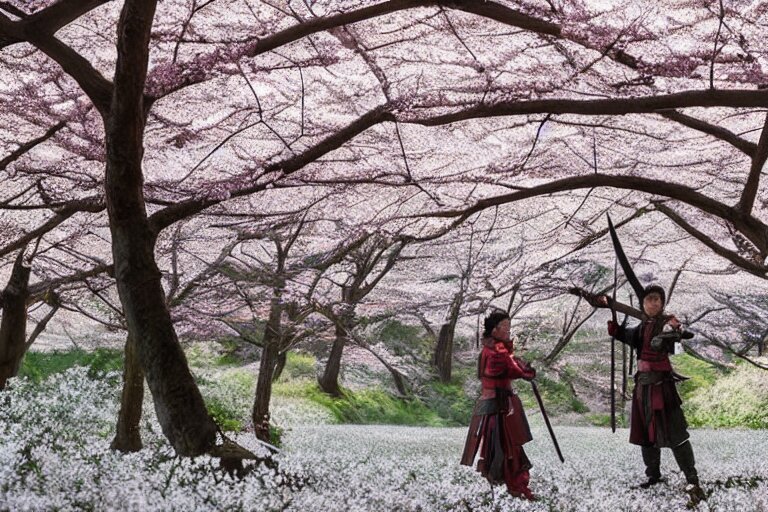 Vfx Movie Scene Closeup Japanese Warrior Couple