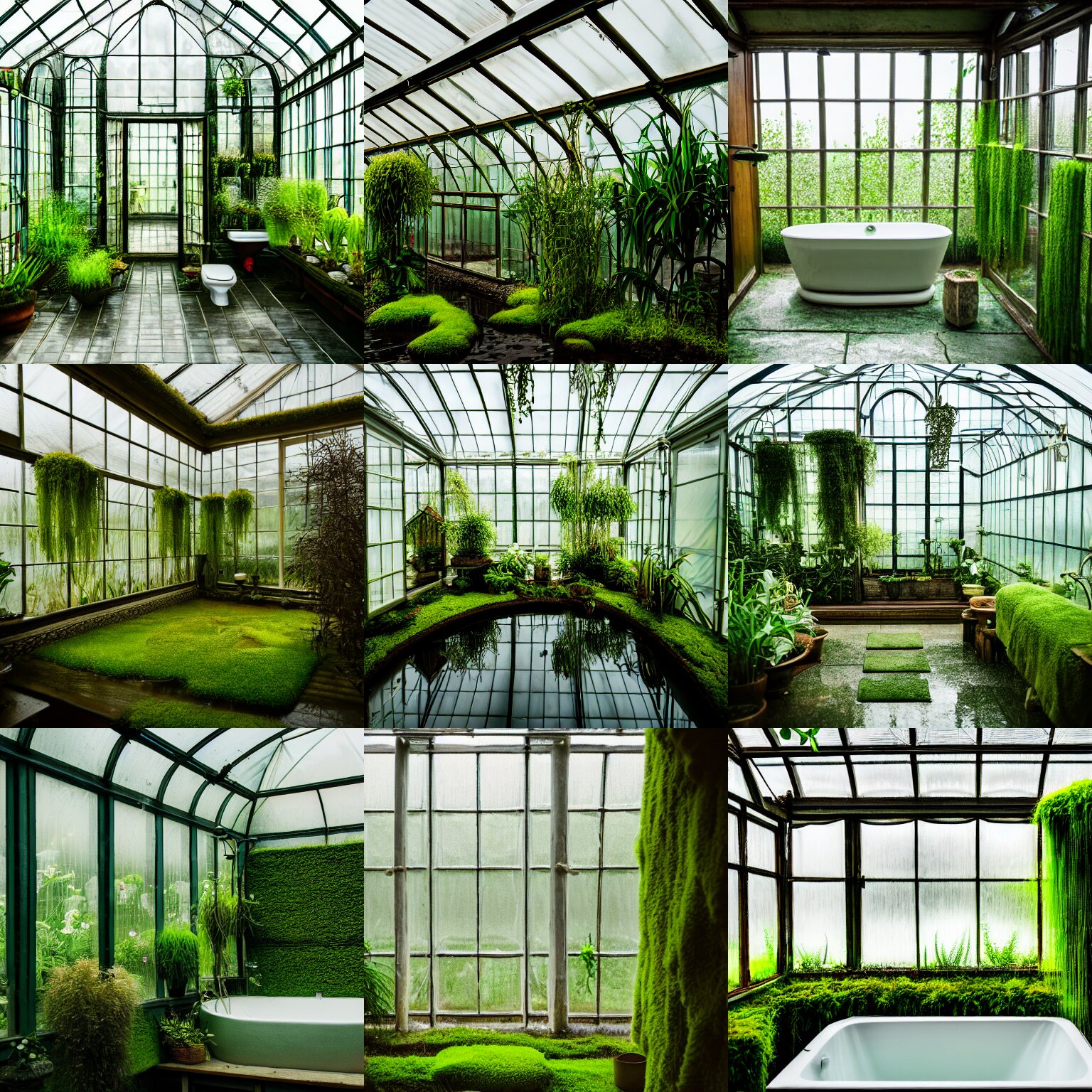 Photograph of a Traditional Bathroom in a Greenhouse