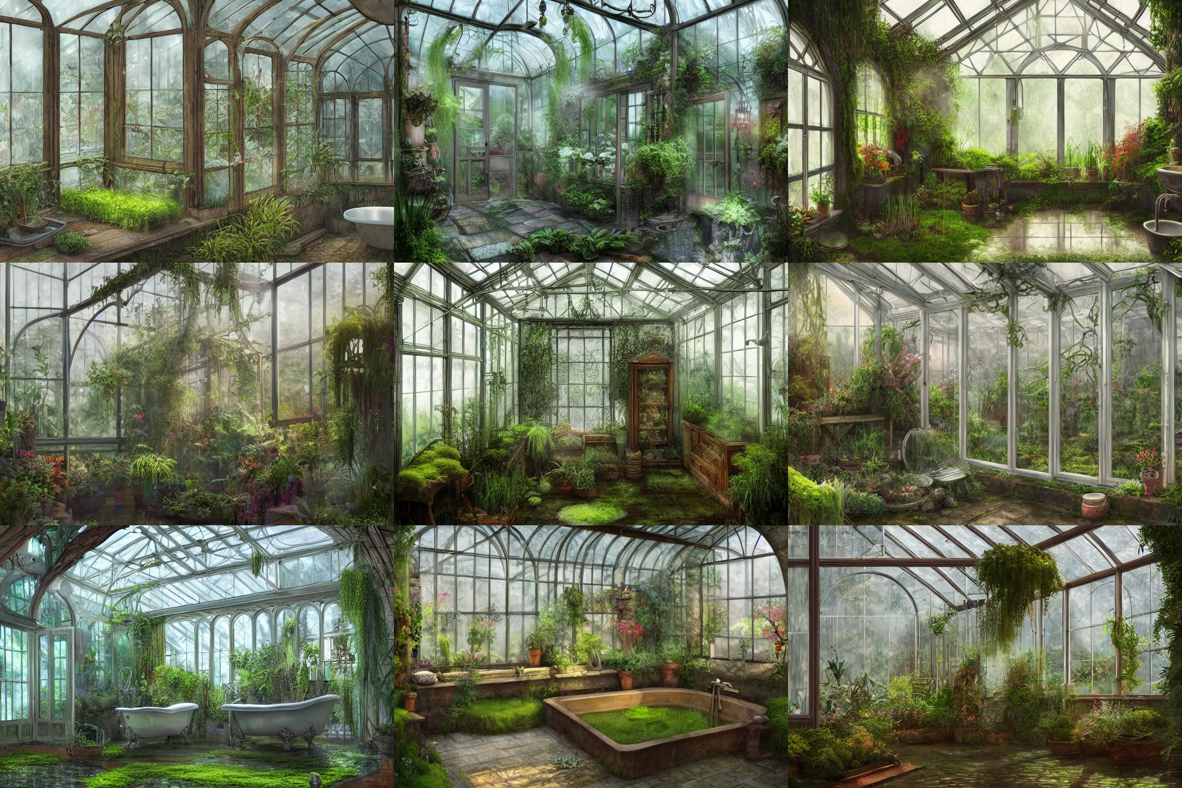 Traditional Bathroom in a Greenhouse