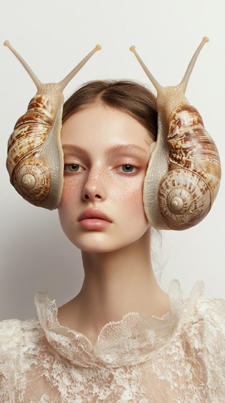 Surreal High-Fashion Model with Snail Eyes