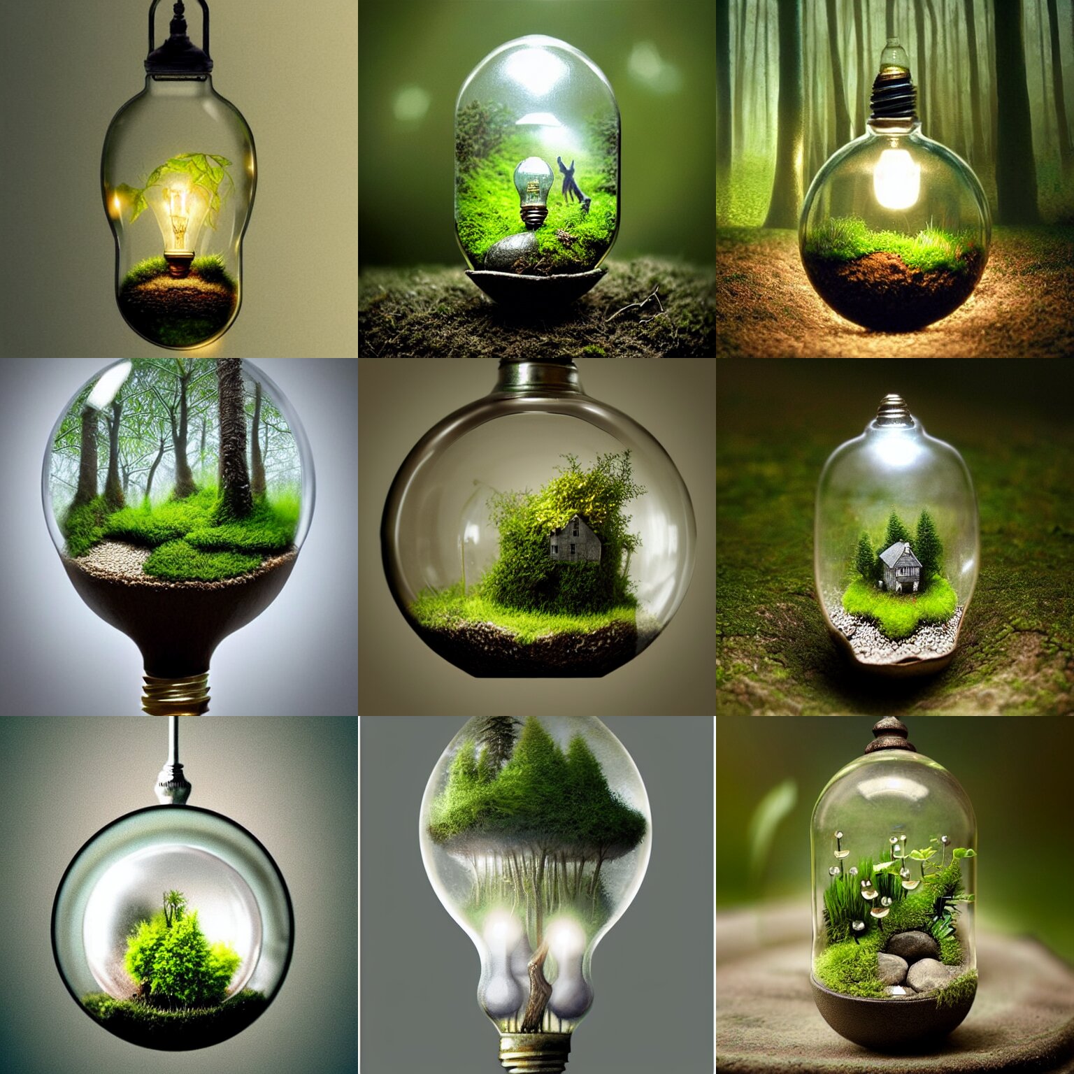 Fantasy Terrarium in a Lightbulb