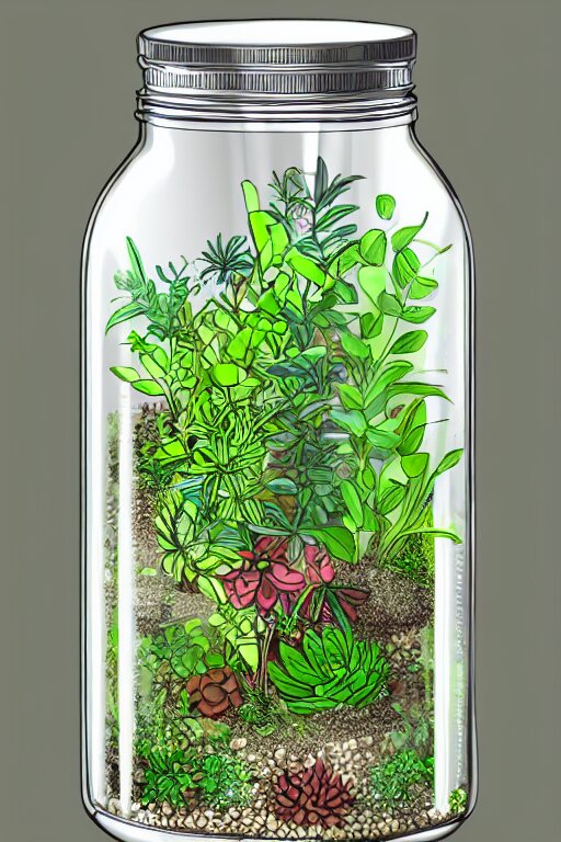 Glass Jar Terrarium Filled with Plants