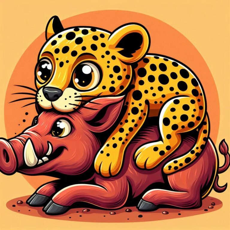 Playful Cartoon Predator Eating Prey