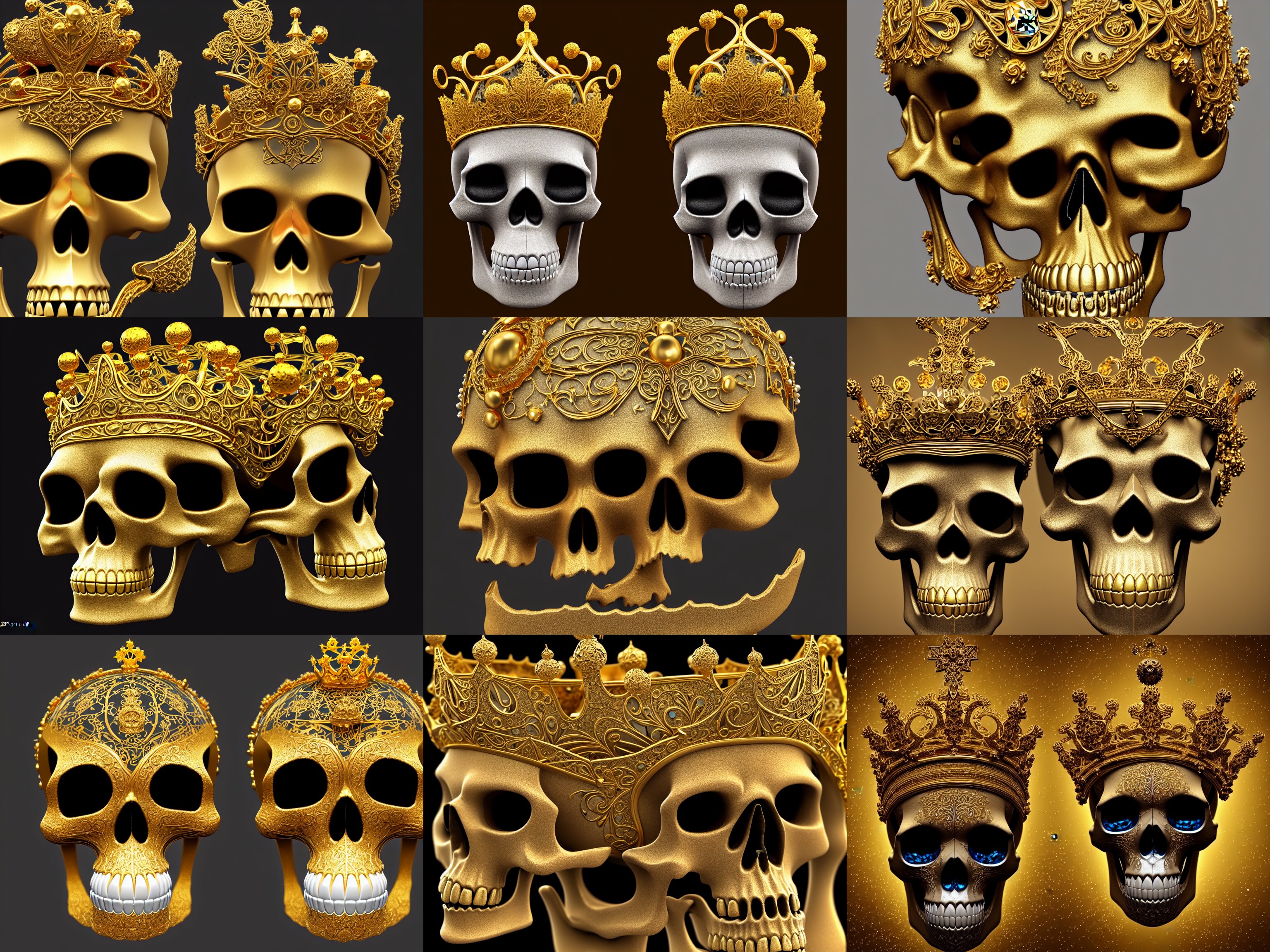 Beautiful 3 D Render of an Ornamented Skull