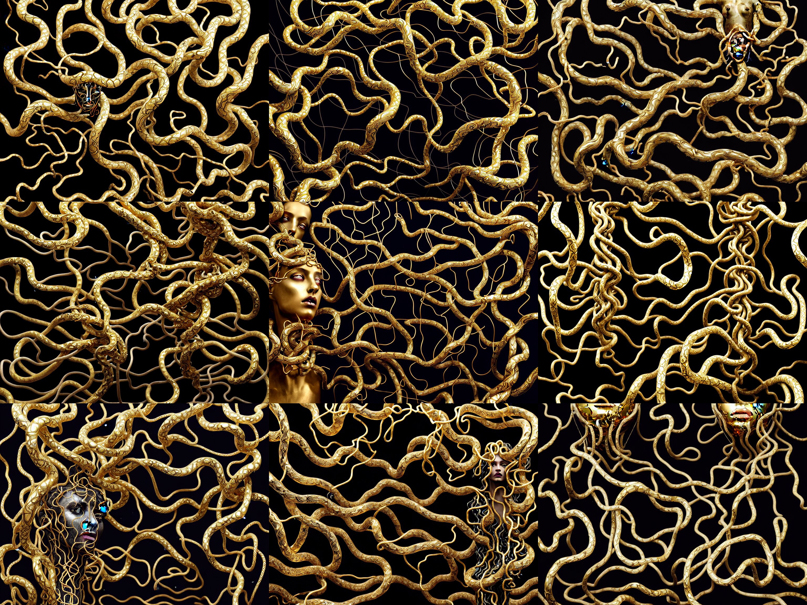 Medusa by Billelis + Gold and Marble Sculpture + Gold Filigree + Kintsugi