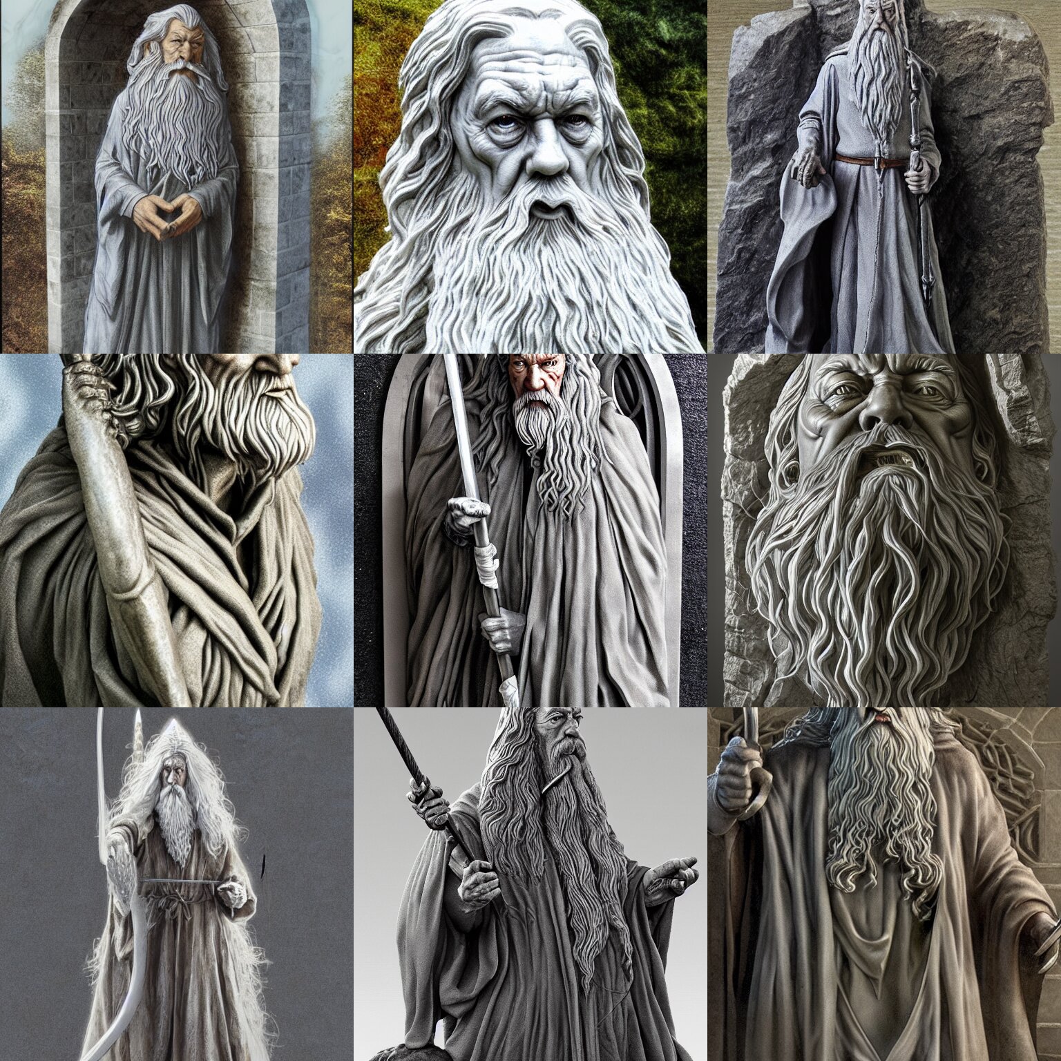 Impressive Marble Sculpture Depicting Gandalf the Grey's Iconic'you Shall Not Pass!'moment