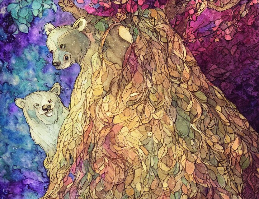 Fae Bear in a Crystal Cave