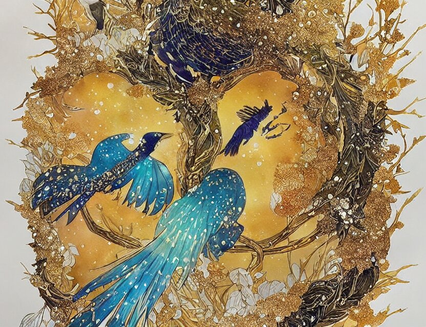 Magical Bird in a Crystal Cave