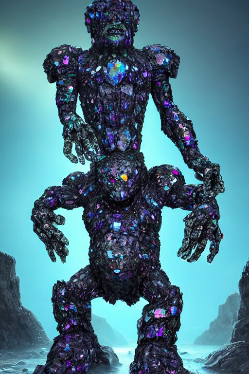 Majestic Fantasy Golem Made of Crystals