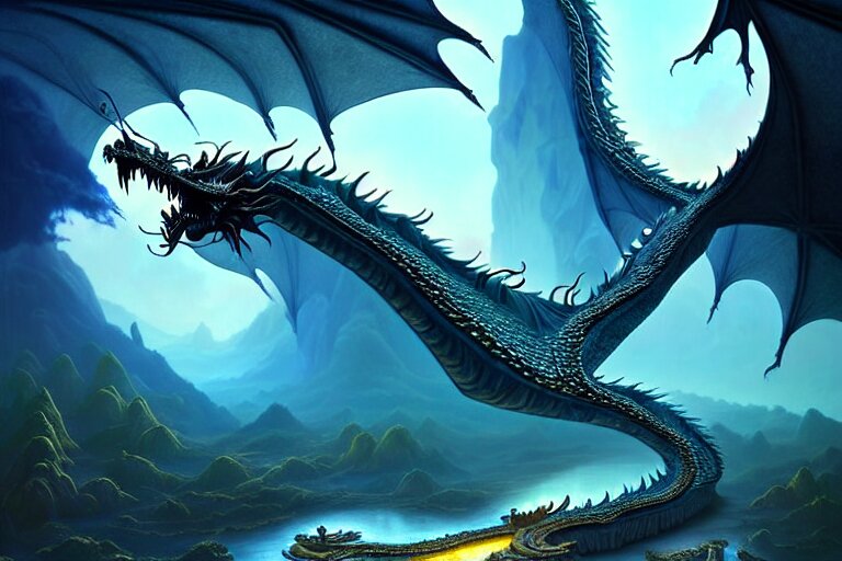 Dragon Flying in Epic Elite Masterpiece Mysterious Sci