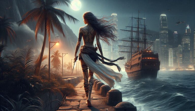 Fantasy Warrior Harbor Night Metropolis