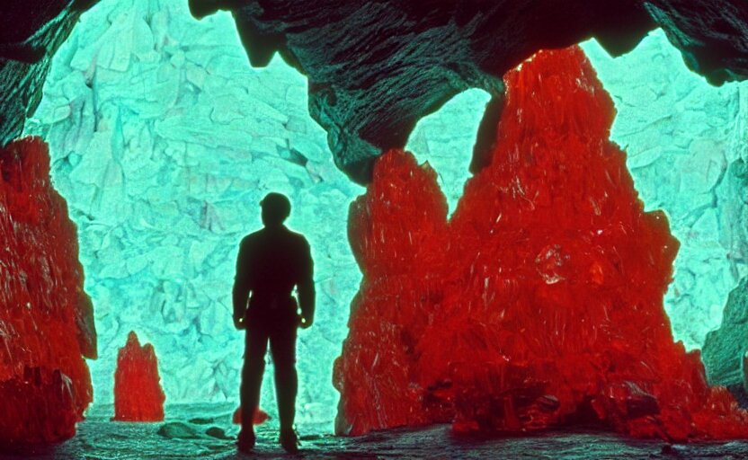 Screenshot of a Crystal Cave Made of Red Gemstone Kyber Crystals