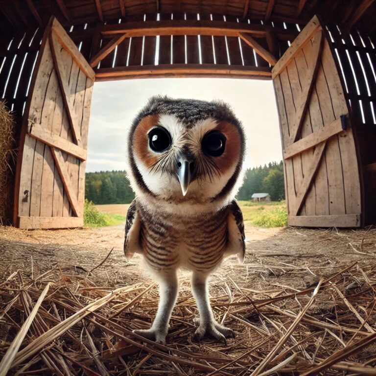 Curious Owl Barn Close-Up View