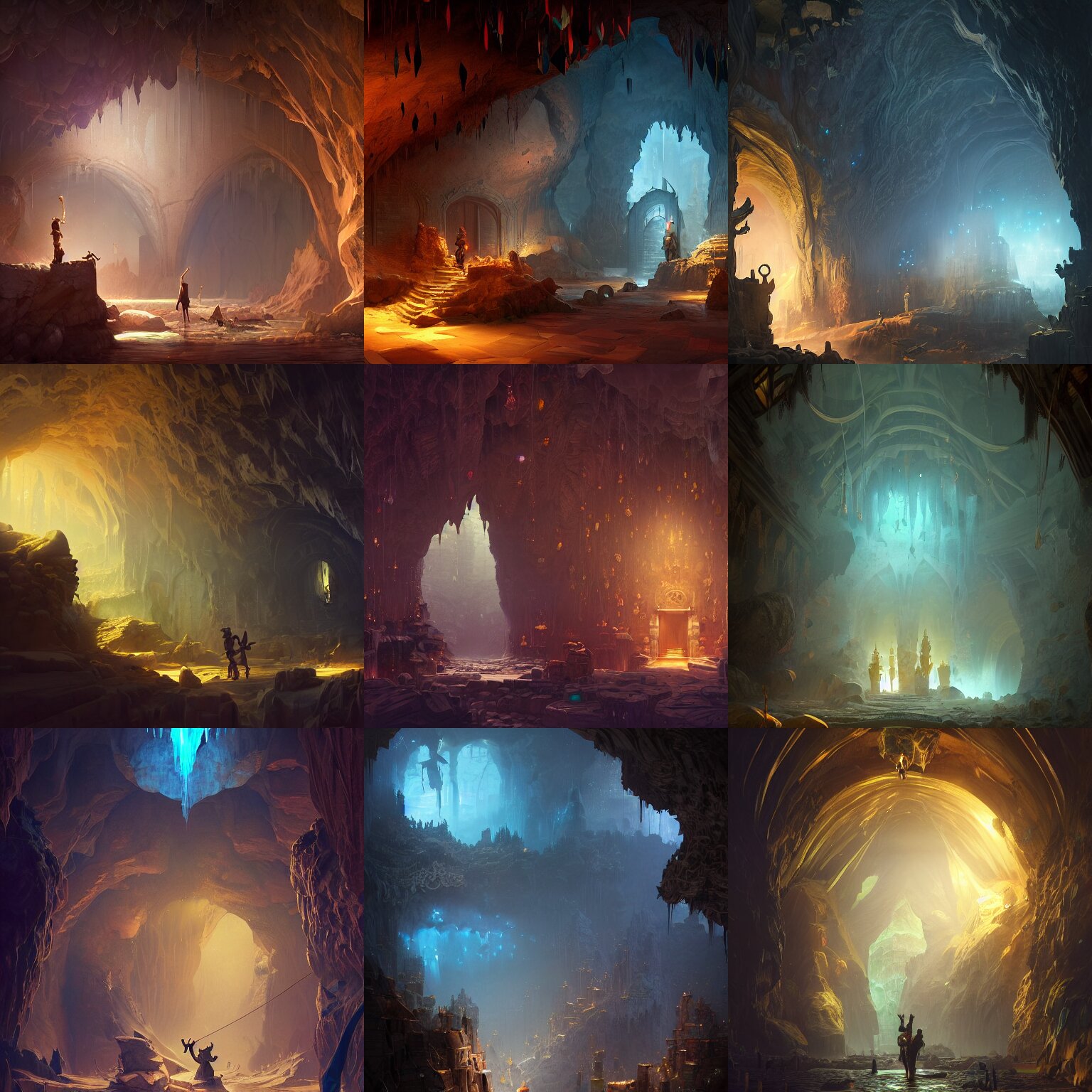 Bank with Gold Archways in a Cave
