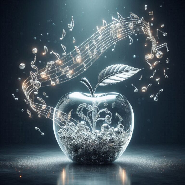 Silver Notes in Glass Apple