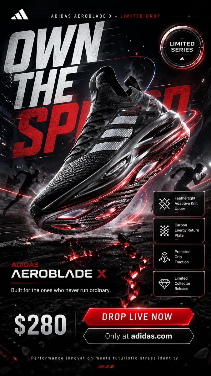 Adidas Futuristic Drop Ad Poster 9:16