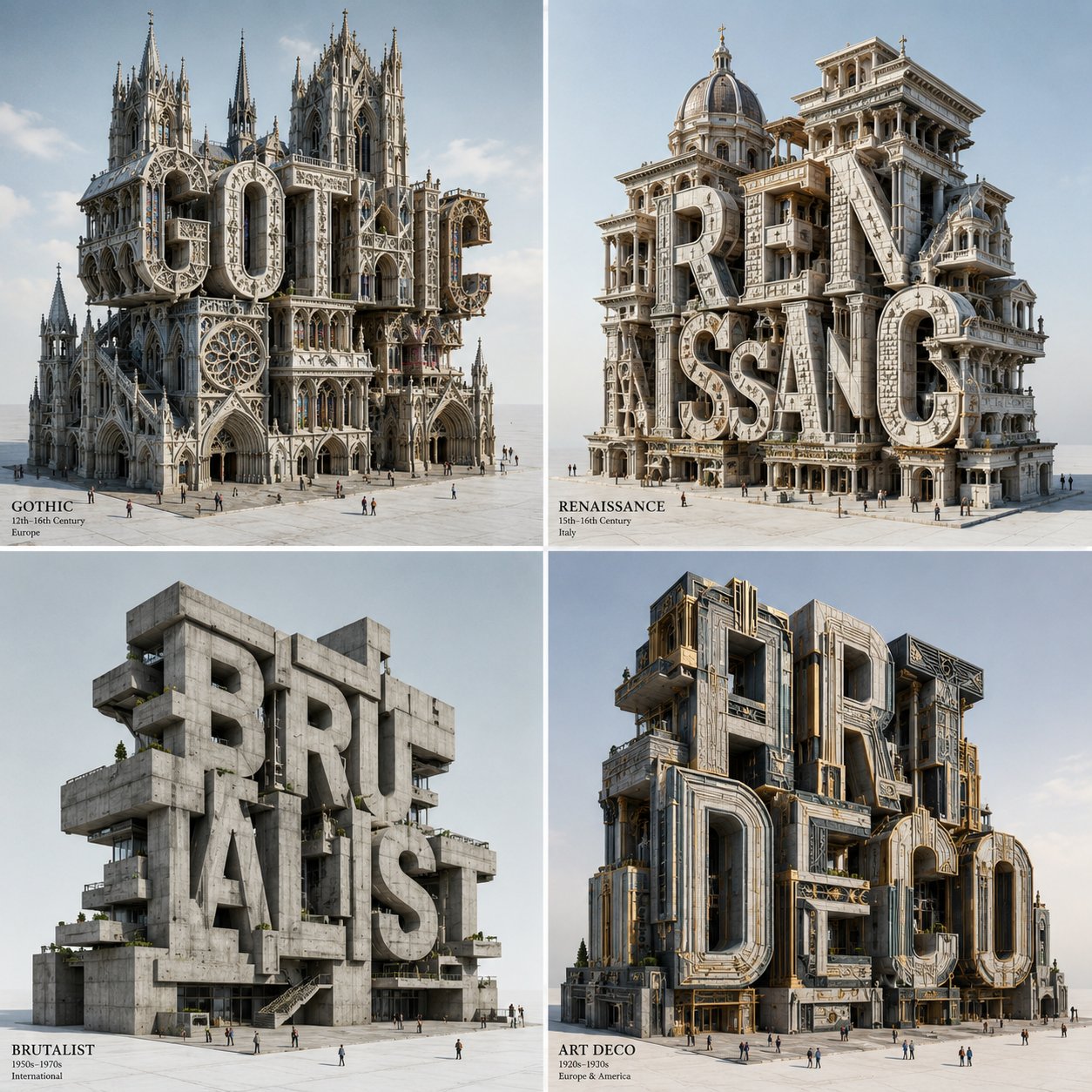 4 Architectural Styles 2×2 Grid