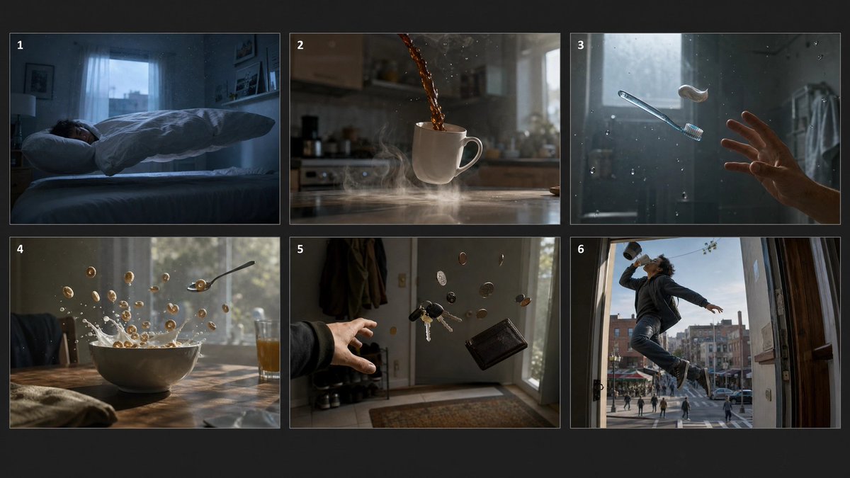 Weightless Morning Storyboard