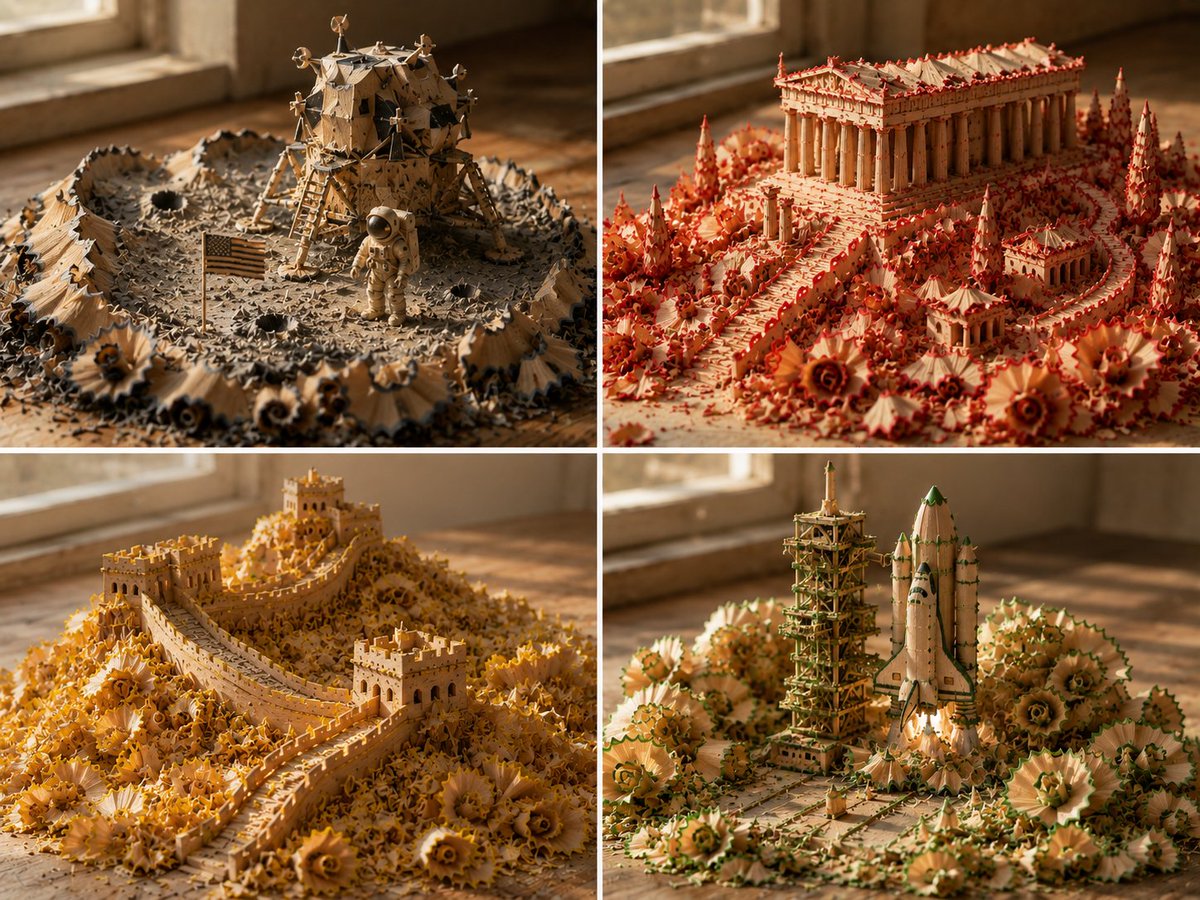 Pencil Shaving Diorama Grid