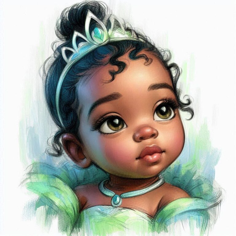 Baby Disney Tiana Painterly Sketch