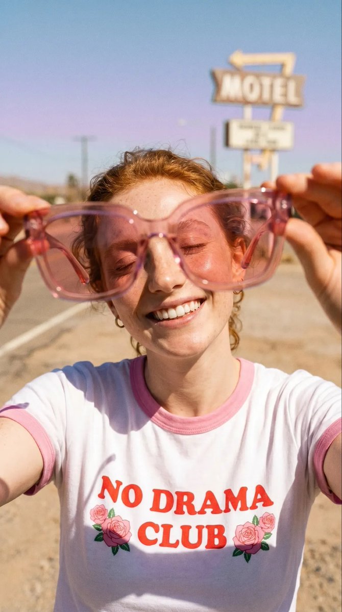 Desert Motel Pink Sunglasses Portrait