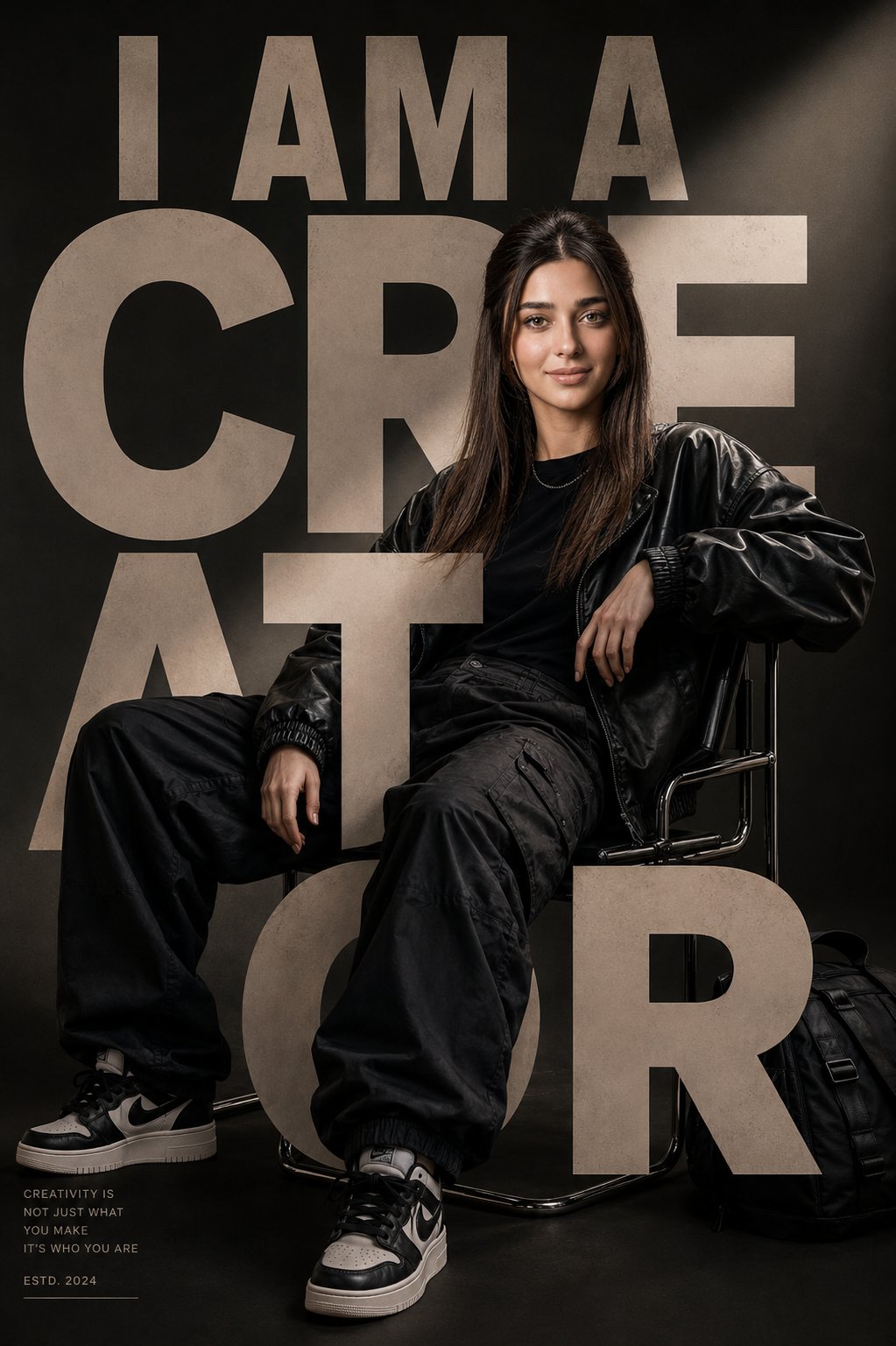 Luxury Streetwear Chrome Chair Portrait