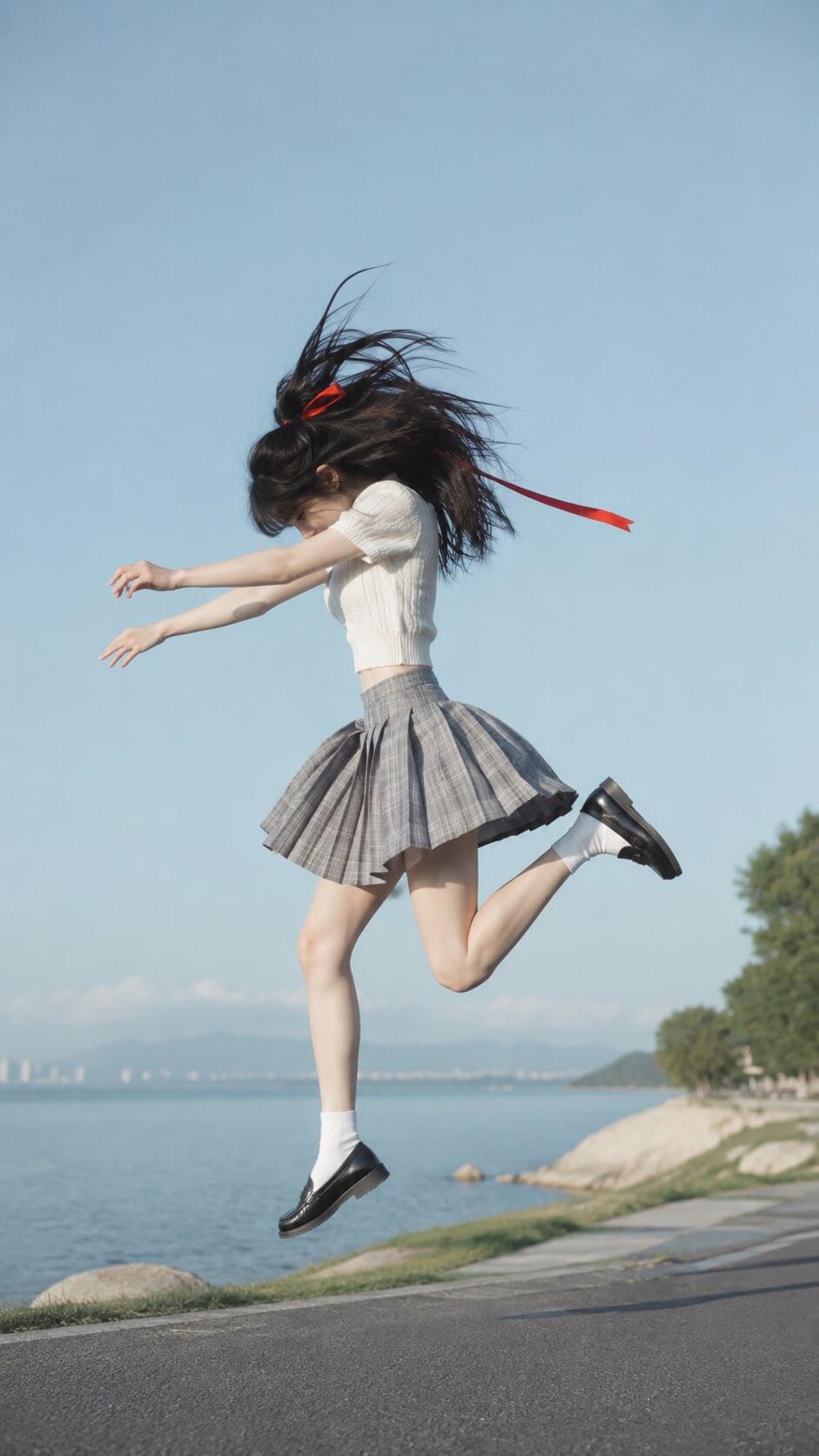 Youthful Cinematic Mid-Air Candid Shot