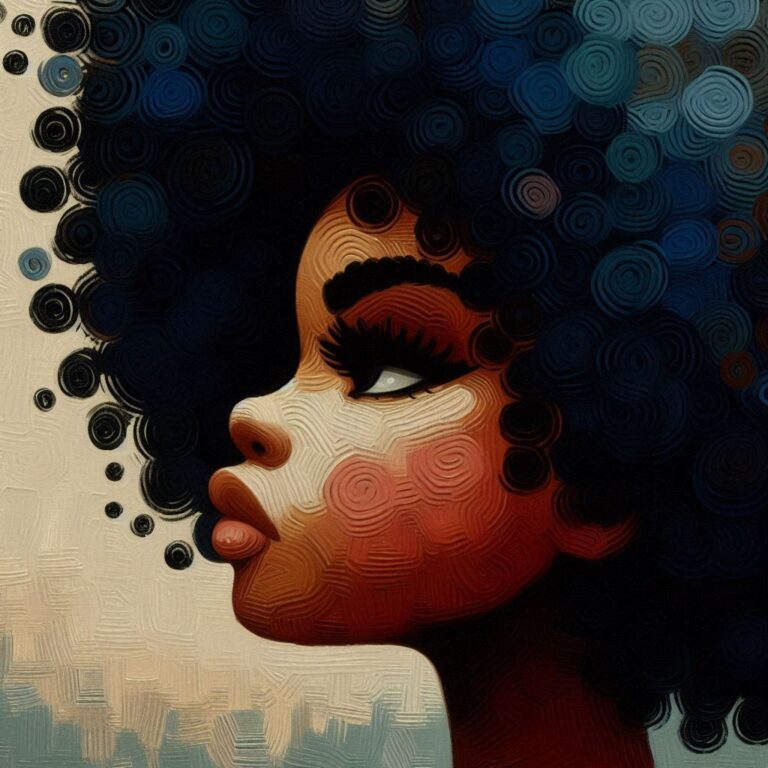 Childlike Afro Woman Profile Illustration