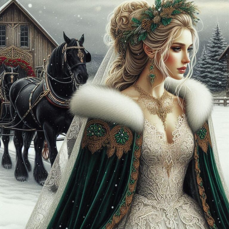 Rococo Celtic Bride in Sleigh Scene