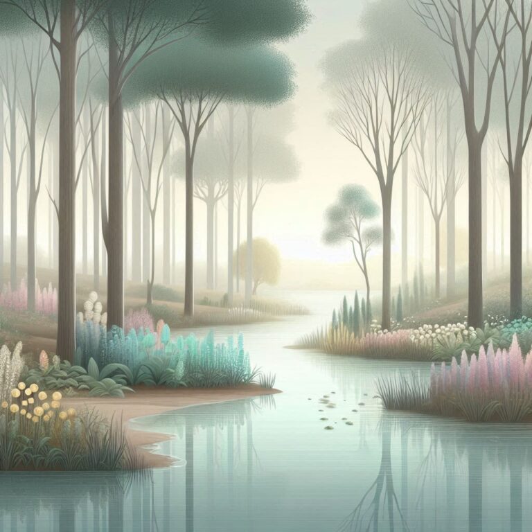 Serene Forest with Flowing Stream