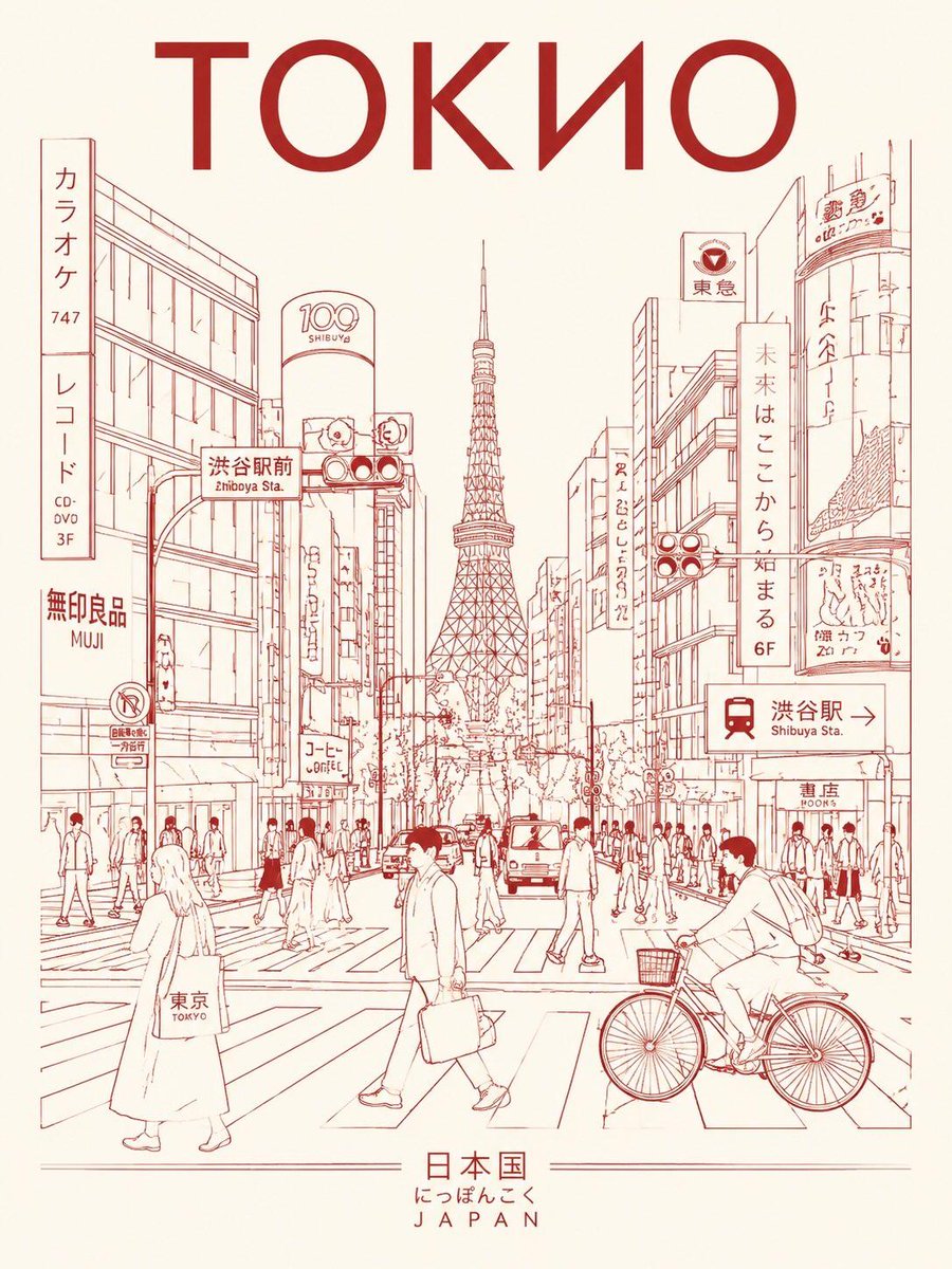 Tokyo Minimalist Line-Art Travel Poster