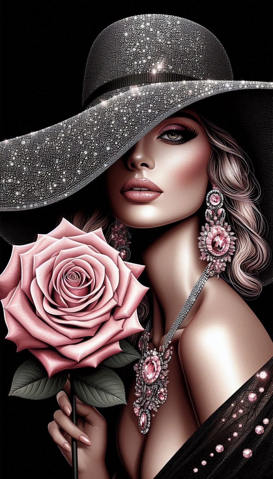 Glamorous Woman with Diamond Hat