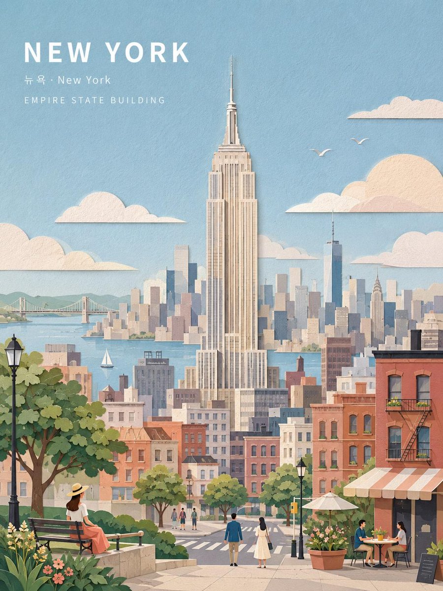 Pastel Paper-Collage Travel Poster